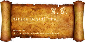 Mikics Boglárka névjegykártya